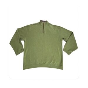 Tommy Bahama Sweater Mens Large Green‎ Relaxed Long Sleeve Quarter Zip Pullover
